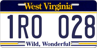 WV license plate 1RO028