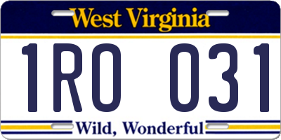 WV license plate 1RO031