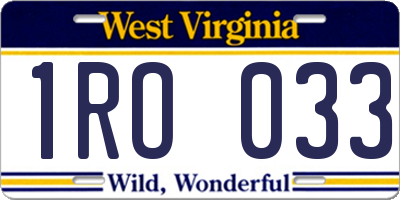 WV license plate 1RO033