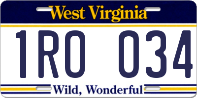 WV license plate 1RO034