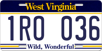 WV license plate 1RO036