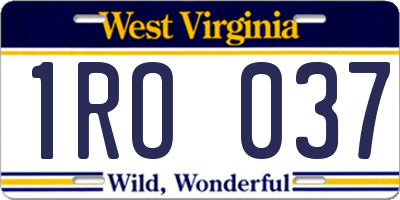 WV license plate 1RO037