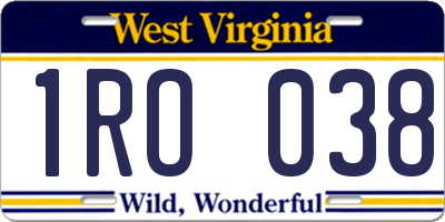 WV license plate 1RO038