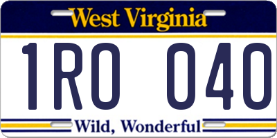 WV license plate 1RO040