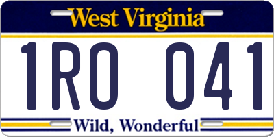 WV license plate 1RO041
