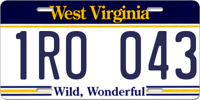 WV license plate 1RO043
