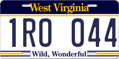 WV license plate 1RO044