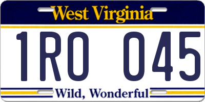 WV license plate 1RO045