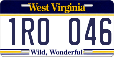 WV license plate 1RO046