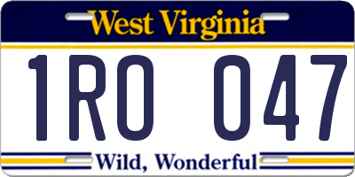 WV license plate 1RO047