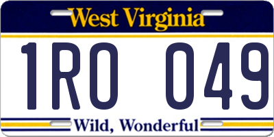 WV license plate 1RO049