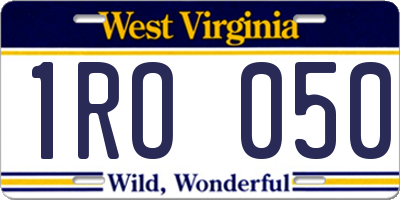 WV license plate 1RO050