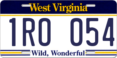 WV license plate 1RO054