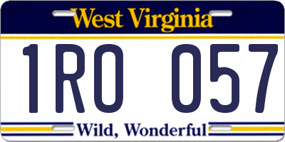 WV license plate 1RO057