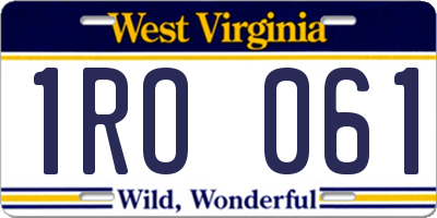 WV license plate 1RO061