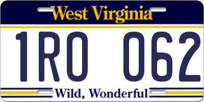 WV license plate 1RO062