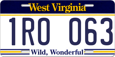 WV license plate 1RO063