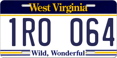 WV license plate 1RO064
