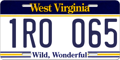 WV license plate 1RO065