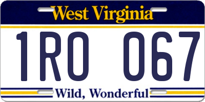 WV license plate 1RO067
