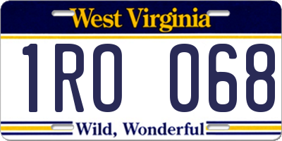 WV license plate 1RO068