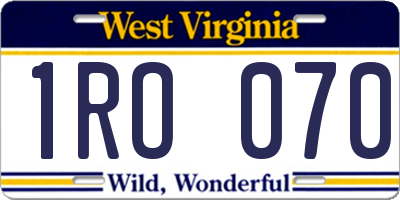 WV license plate 1RO070