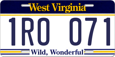 WV license plate 1RO071