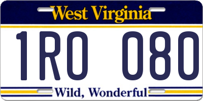 WV license plate 1RO080