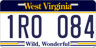 WV license plate 1RO084