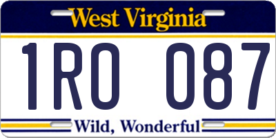 WV license plate 1RO087