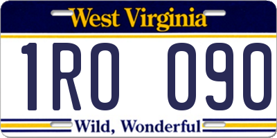 WV license plate 1RO090