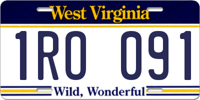 WV license plate 1RO091