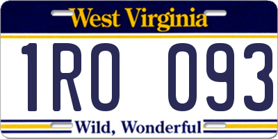 WV license plate 1RO093