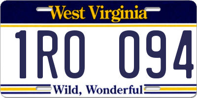 WV license plate 1RO094