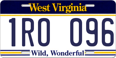WV license plate 1RO096