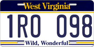 WV license plate 1RO098