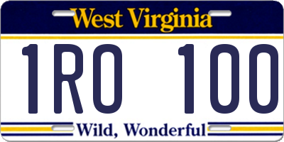 WV license plate 1RO100