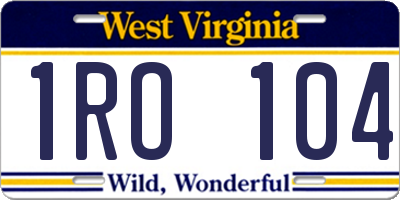 WV license plate 1RO104