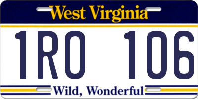 WV license plate 1RO106