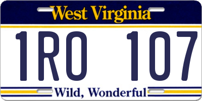 WV license plate 1RO107