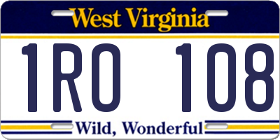 WV license plate 1RO108