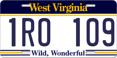 WV license plate 1RO109