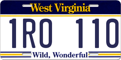 WV license plate 1RO110