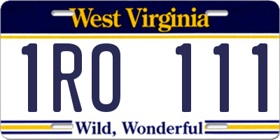 WV license plate 1RO111