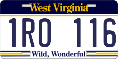 WV license plate 1RO116