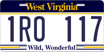 WV license plate 1RO117