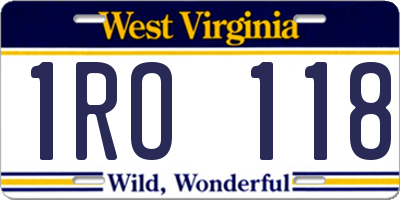 WV license plate 1RO118