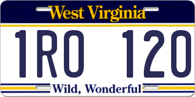 WV license plate 1RO120