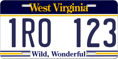 WV license plate 1RO123