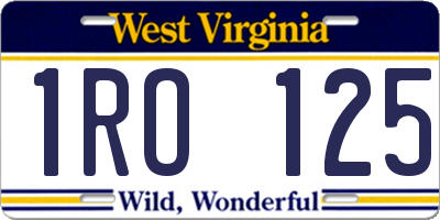 WV license plate 1RO125